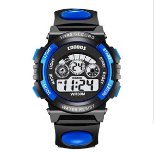 Fabriksdirekta barns pojkar Smart Quartz Chrono tittar p￥ Seven Color Light Waterproof Electronic Student Watch Luminous Alarm Multifunktionella armbandsur