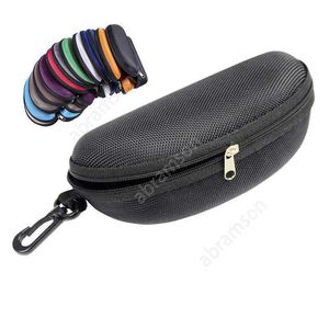 HOT Oxford cloth black glasses case sunglass protection box Zipper eyeglass package sunglasses case hook eyewear accessories DAA24