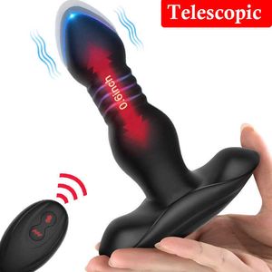 3 hastigheter automatisk teleskopisk manlig prostata massager trådlös fjärrkontroll thrusting butt plug anal vibrator sexleksaker för män 210618