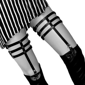 Belts Sexy Studded Metal Garters Rivet Punk Goth Harajuku Style Handmade Garter Belt Leg Ring For Women Gift One Adjust Able Free Size