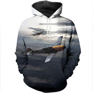 Mäns Hoodies Sweatshirts BF-109 Flygplan 3d Allt Over Printing Clothing Fashion Unisex Casual Sweatshirt för man och kvinnor