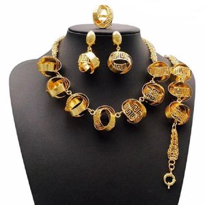Oorbellen Ketting Yulaili Fashion Dubai Gold Jewelry Sets Bridal Party Armband Ring Sieraden