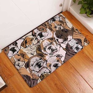 Flanell Waterproof Welcome Floor Mat Nice Cartoon Bulldog Carpet Bedroom Carpets Decorative Steps Matter Living Culture Crafts 210727