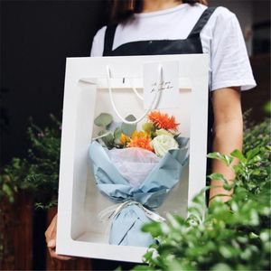 Gift Wrap Tote Paper Bag met PVC Transparent Venster Creatieve Verjaardag Bruiloft Bloemtassen Box Verpakking CD