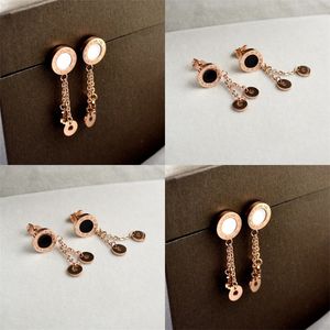 YUN RUO 2020 New Fashion Roman Numeral Tassel Stud Earring Rose Gold Color Woman Birthday Gift Titanium Steel Jewelry Never Fade1 845 R2