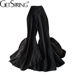 Getspring mulheres calça plissam calças de alargamento vintage plus size todos combinados longos calças moda sexy 211115