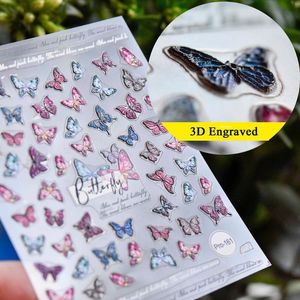 PC Fashion Watercolor Butterflies Sliders Nail Art Water Transfer Decal Sticker Blue Valentine s Day Decoration Tattoo M Stickers Decals