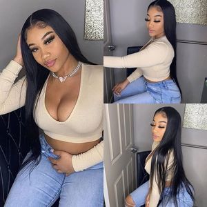 150％Remy Preucked Bone Straight 13x4 13x6 Lace Front Real Human Hair WigtransparentHD Frontal Closure Natural Wig for Black Women 4x4ストレート閉鎖ウィッグ