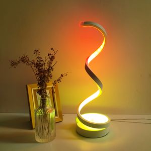 Spiral shape LED Table Lamp Remote Control Warm White Dimmable Desk Lamp With UK US EU AU Plug Bedside Lights Decor