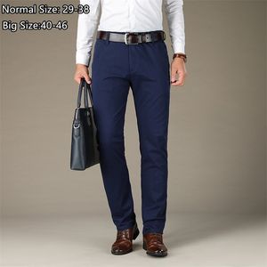Męskie spodnie Slim Fit Fit Stretch Business Męskie Proste Biuro Formalne Jesień Spodnie Mężczyzna Blue Khaki Czarny Plus Rozmiar 40 42 44 210715