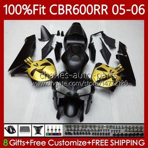 Fairings de Molde de Injeção para Honda CBR 600RR 600F5 600CC 2005-2006 Corpo 72No.14 CBR600 CBR 600 CC F5 RR F 5 2005 2006 CBR600F5 CBR600RR 05 06 OEM Bodywork Crânio Golden Blk