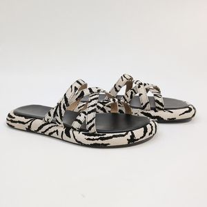 Tofflor Weibate 2021 Sommar Zebra Flatform Slide Kvinna Tunna remsor Sandaler Flat Sandalias Mujer Beach Ladies Tjock Sole Slides