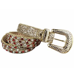 Ceinture en strass Bb Simon pour femmes et hommes, avec strass scintillants, grande boucle dorée