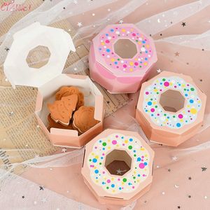 Подарочная упаковка 10 шт. Пончик конфеты коробка сладкая шоколадная тема вечеринка свадьба на день рождения одолжение шестигранной бумаги