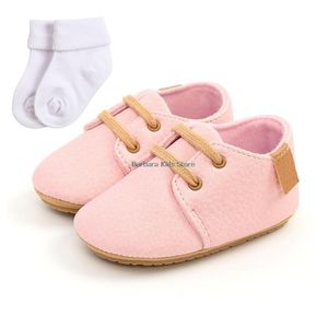 Första vandrare PU Läderskor med socka för Baby Boys Girls Pink Born Spädbarn Spjälsäng Toddler Mookasin