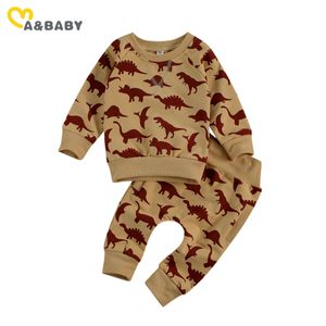 0-3Y Herbst Winter Säugling geboren Kleinkind Baby Kind Jungen Kleidung Set Cartoon Dinosaurier Langarm Tops Hosen Pyjama Sets 210515