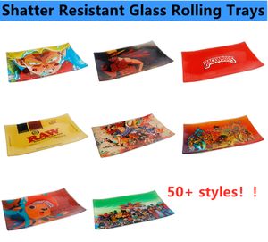 Anti drop shatterbestendige glazen rollende trays dikke tabak rookbak voor pijpen papers molen met onafhankelijke kartonnen verpakking