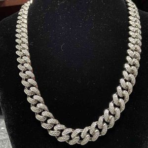 Meisidian 18 tum 12mm Silver VVS Moissanite Diamond Cuban Link Kedja Män Halsband för Part Smycken X0509