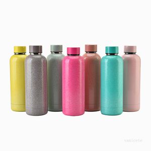 17oz Flask Sports Water Bottles Double Wall Stainless Steel Vacuum Insulated Mugs Glitter Colors Travel Thermos Sea Sending T9I001223