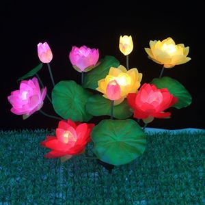 Plug-blume Led-leuchten großhandel-Dekorative Blumen Kränze Hersteller Solar Köpfe Lotus Light Outdoor LED Simulation Plug Garten