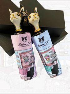 HEP BOUR CAT LIMITED EDITION UMBRELLE SOUNNY Rainy Automatic Dual Pocket Легкий вес Пять Складные Парасольские Женщины Мужчины Портативные Путешествия Зонтики