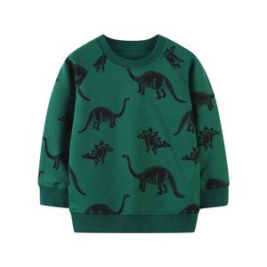 Jumping Meters Animals Print Children's Sweatshirts For Autumn Spring Boys Girls Dinosaurs Sport Tops Baby Cotton Clothes 210529