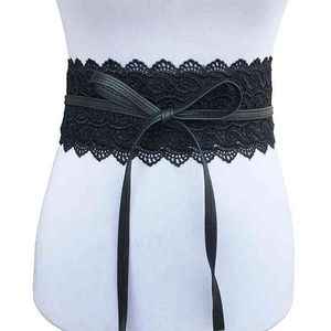 Women Wide Durable Ladies Easy Matching Exquisite For Wedding Dress Canvas Firmly Tie Corset Belt Lace Fabala Waist Belt G220301