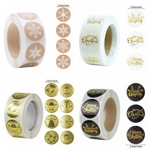 500pcs Merry Christmas Tema Etichette SEAL Adesivi di Natale Snowflake Candy Candy Borse Borse Borse Gifts Decorazioni adesive Box Box Decorazioni Capodanno Hy0190