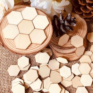 Bokmärke naturligt trä hexagonala bitar diy scrapbooking kreativa bokmärken dekoration handgjorda laserskurna oavslutade prydnader 100 st