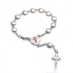 Gebogene Perlen großhandel-2 stücke religiöse muschelförmige legierung rosary perlen kreuzgebogene stiftarmbänder für männer und frauen kann gebet als geschenk perlen stränge