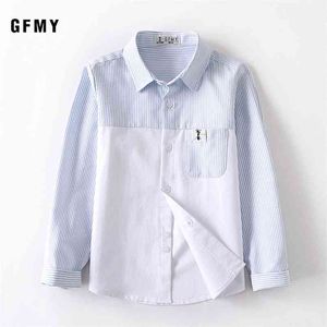 GFMY Spring Autumn100% Cotton Full Sleeve Children Fashion Splicing Boys Shirts 3T-16T Casual Big Kid Clothes Shirt 6613 210713