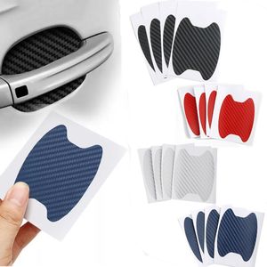 4pcs Set Carbon Fiber Texture Car Door Handle Cup Scratch Protective Stickers Exterior Waterproof Auto Door Bowl Sticker