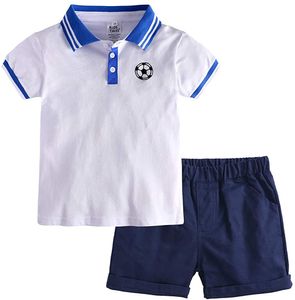 男の子の夏の服セット2ピース半袖ストライプポロシャツ +ショーツキッズホリデー衣装2〜7年