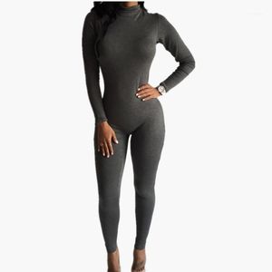 Kvinnors Jumpsuits Rompers Women's Wholesale-2022 Women One Piece Långärmad Turtleneck Bodycon Back Zipper Pants Sexy Outfits Club