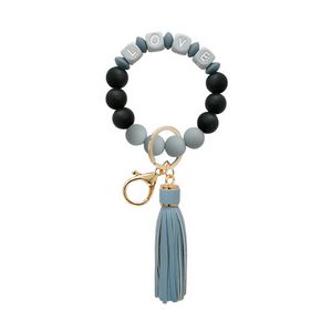 Silicone Love Grânulos Strand Tassel Charme Pulseira Chave Chaveiro Envoltório Wristband Hangs Fashion Jewelry Will e Sandy