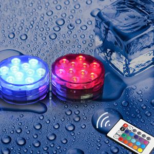 Bröllopsfest dekoration Submersible LED Night Light Remote Controlled Battery Operated RGB Multi-Colors Lights