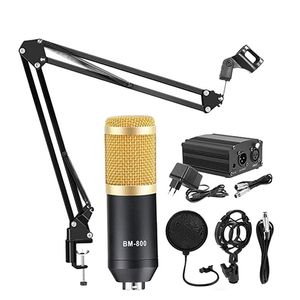Microfone de condensador BM800 para microfones de estúdio de karaokê com conjunto de energia Phantom