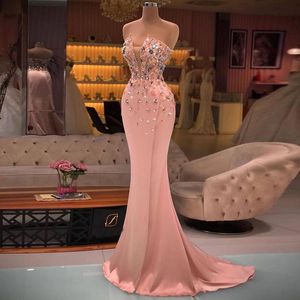 Роскошные блестки кружева русалка вечерние платья бусины розовые Prom Prade Party Practs Robe De Soion для Ближнего Востока