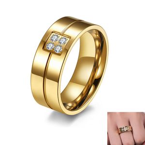 8mm Edelstahl Klassische Paar Ringe für Frauen Männer Gold Silber Farbe Kristall Ring Verlobung Valentinstag Geschenk schmuck