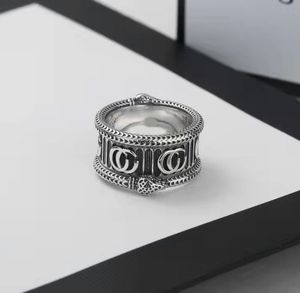 Hoge Kwaliteit Dames Designer Lover Ring Luxe Stijl Zilver Retro Kleur Verlovingsringen G Letter Mode-sieraden Dame Party Gifts Groothandel