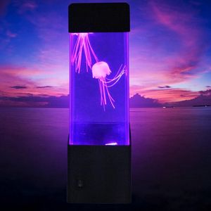 Ночные подсветки медузы бака свет аквариум стиль USB светодиодная лампа сенсорный аутизм лавовый стол падение #