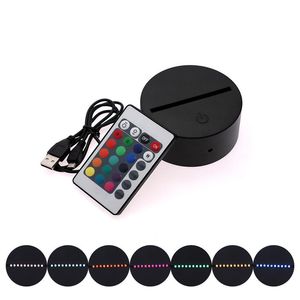 3D LED Lamps Base USB Cable Touch Holder Lamp Night Light Replacement 7 Color Colorful Lights Remote Control Lighting Wholesale