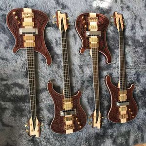 Custom Grand Bass Guitar 4 strängs nacke genom kroppen Carve Top Musical Instruments Factory