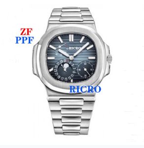 Zegarek męski PPF Factory V3 Wersja 5712 Księżyc Feature ETA240 Ruch rozmiar 40 mm stal nierdzewna i skórzany pasek krokodyli