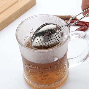 Infusore per tè Sfera in acciaio inossidabile Manico per linea di rete Manico TeaBall Strumenti Bulk TeaFilter DripHandle Condimento Pot BallInfuser WLL573