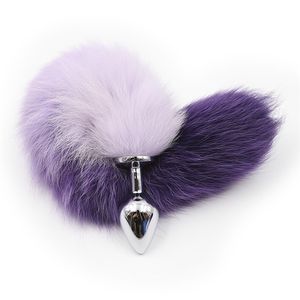 High Quality Metal /silicone Anal Toys Fox Tail Anal Plug Erotic Toys Butt Plug Purple or Pink Adult Sex Toys for Women and Men Sexy Butt Pl