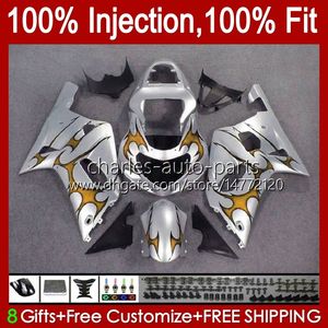 Injection Mold Fairings For SUZUKI GSXR600 GSXR750 600CC Orange flames 750CC K1 01 02 03 37No.131 GSXR-750 GSXR 600 750 CC GSXR-600 2001 2002 2003 GSX-R750 01-03 OEM Body