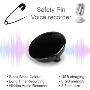 Digital Voice Recorder Safety Pin Professional HD Noise Reduction HiFi MP3 Player Audio 68H Long Time Standby