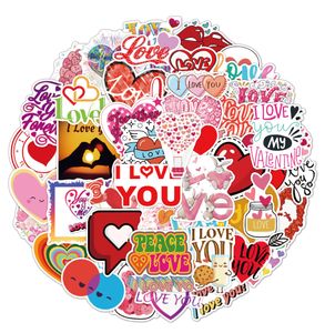 50pcs-Pack Love Romantic Valentines Heart Vinyl Sticker Waterproof Stickers för vattenflaska Laptop Planner Scrapbook Wall Skateboard Organizer Bumper Decals