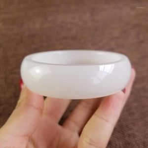 Bangle 100%Hetian Yu Material och Tianyu White Wide Armband/